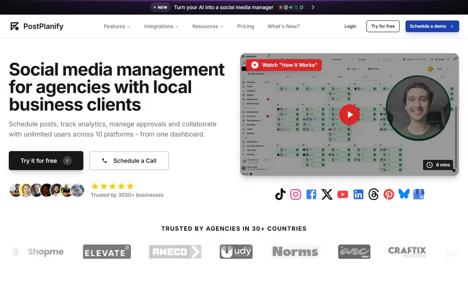 PostPlanify homepage (screenshot)