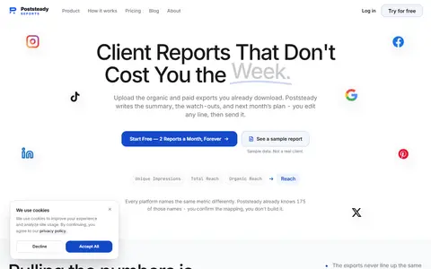 Poststeady homepage (screenshot)
