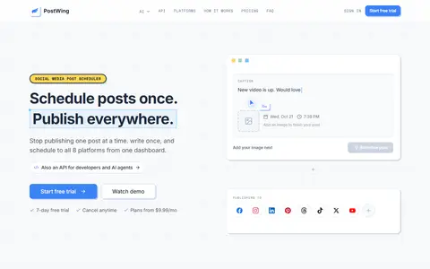 PostWing homepage (screenshot)