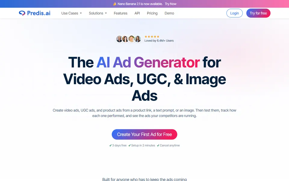 Predis AI homepage (screenshot)