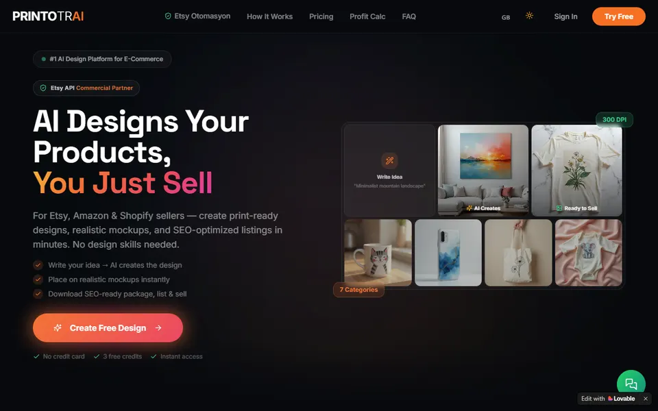 Printotr AI homepage (screenshot)
