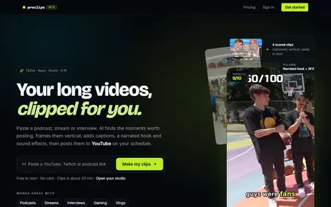 proclips homepage (screenshot)