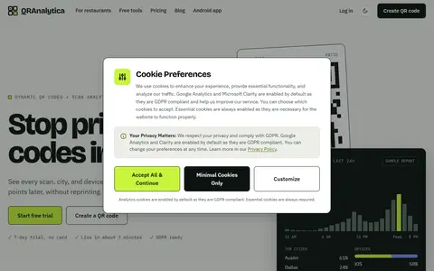 QRAnalytica homepage (screenshot)