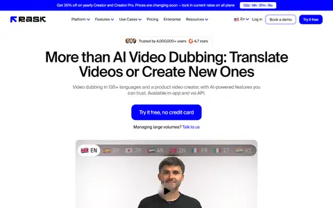 Rask AI homepage (screenshot)