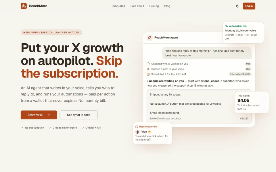 ReachMore homepage (screenshot)