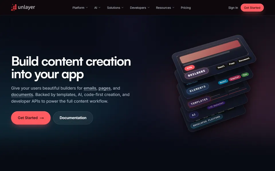 react-email-editor homepage (screenshot)