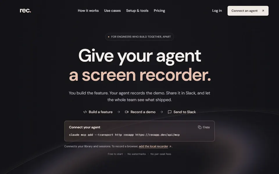 Recapp homepage (screenshot)