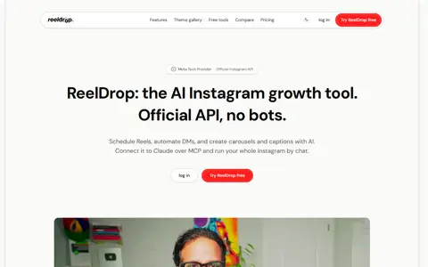 ReelDrop homepage (screenshot)