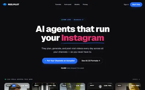 ReelPilot homepage (screenshot)