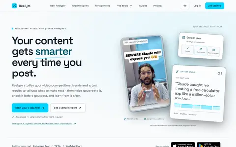 Reelyze homepage (screenshot)