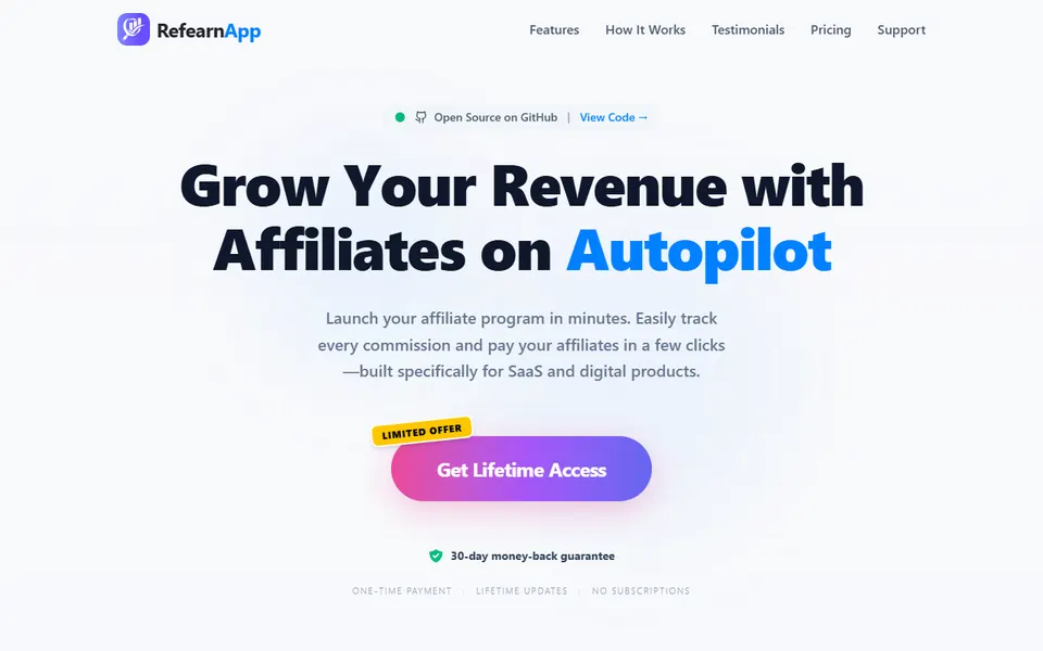 RefearnApp homepage (screenshot)