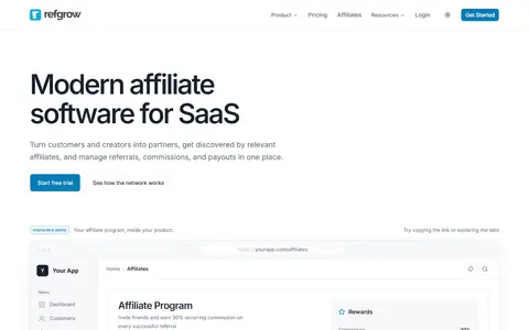 Refgrow homepage (screenshot)