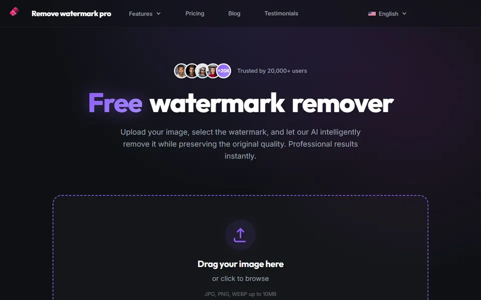 Remove Watermark homepage (screenshot)