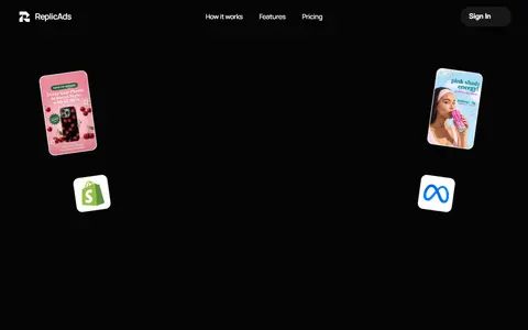 ReplicAds.ai homepage (screenshot)