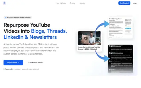 Repurpuz AI homepage (screenshot)