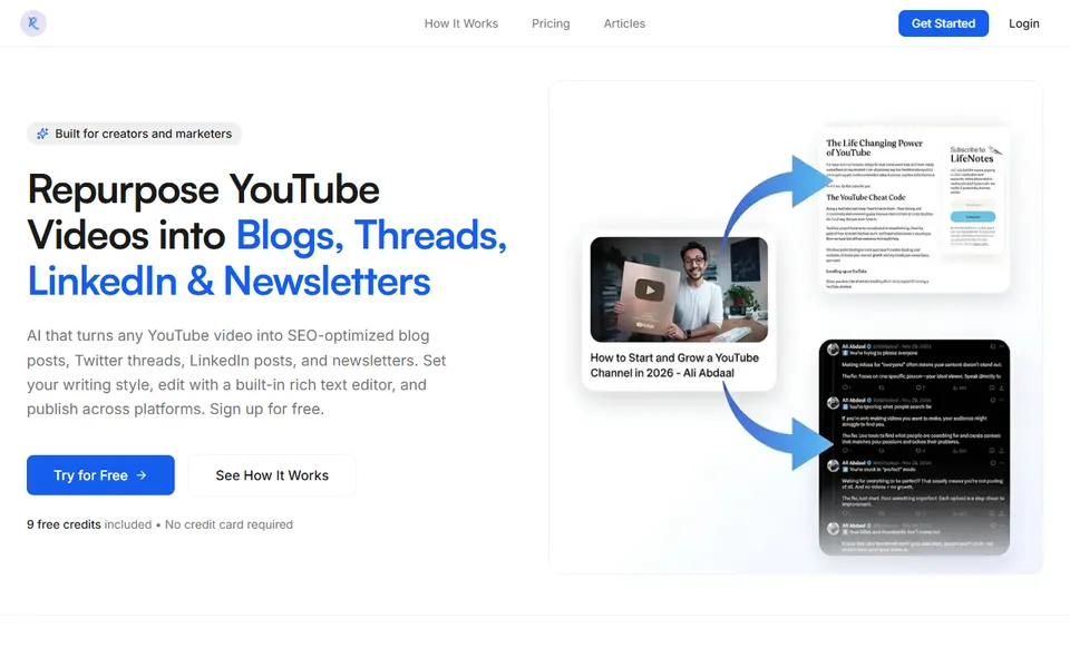 Repurpuz AI homepage (screenshot)