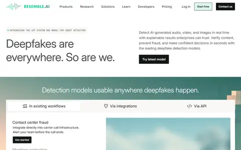Resemble AI homepage (screenshot)