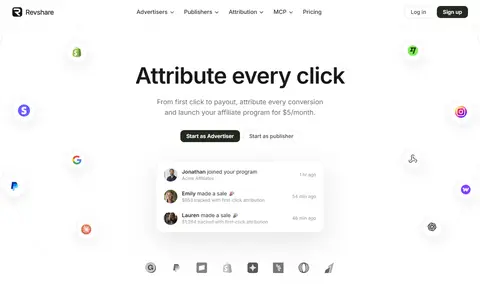 Revshare homepage (screenshot)