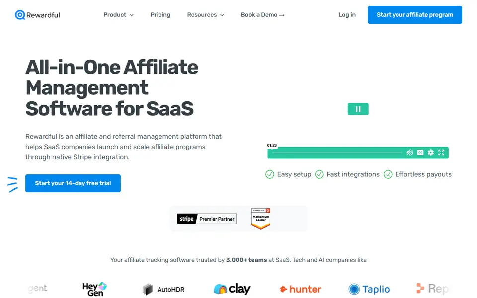 Rewardful homepage (screenshot)