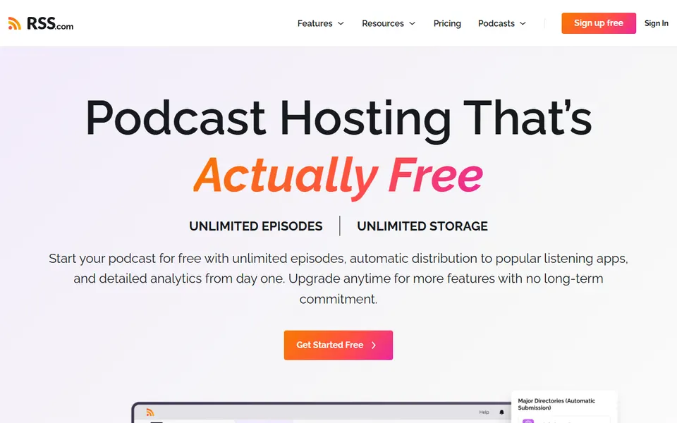 RSS.com homepage (screenshot)