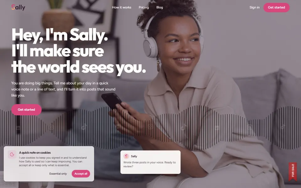 Sally homepage (screenshot)