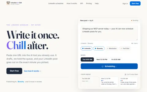 Schedule & Chill homepage (screenshot)