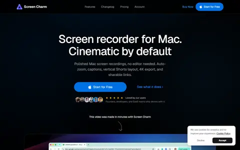 Screen Charm homepage (screenshot)