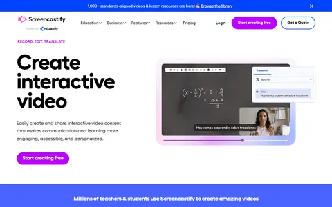 Screencastify homepage (screenshot)
