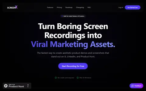 ScreenX homepage (screenshot)