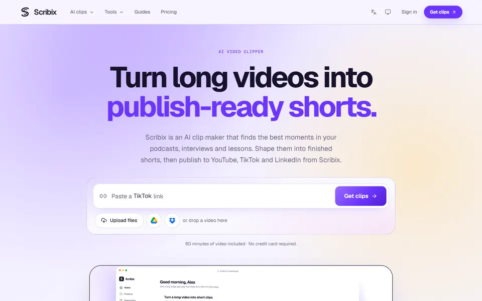 Scribix homepage (screenshot)