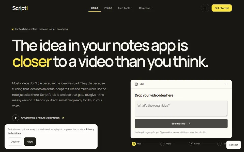 Scripti AI homepage (screenshot)