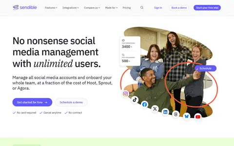Sendible homepage (screenshot)