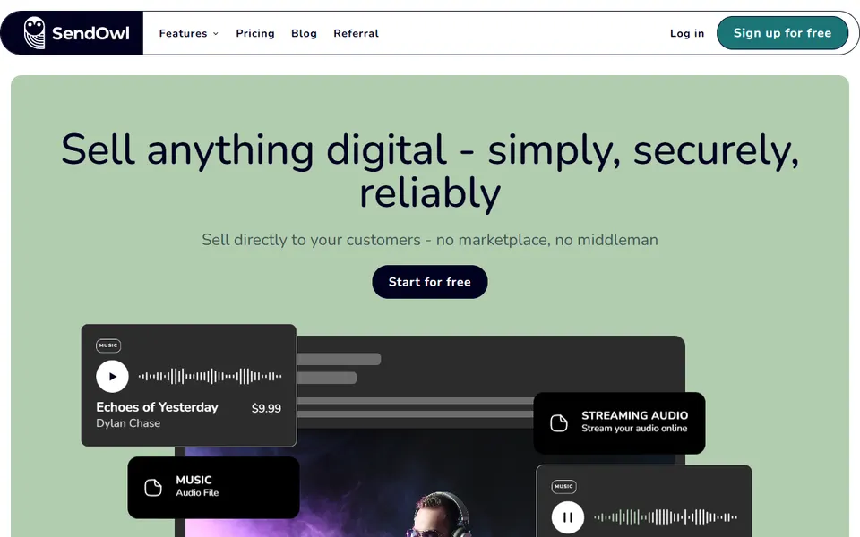 SendOwl homepage (screenshot)