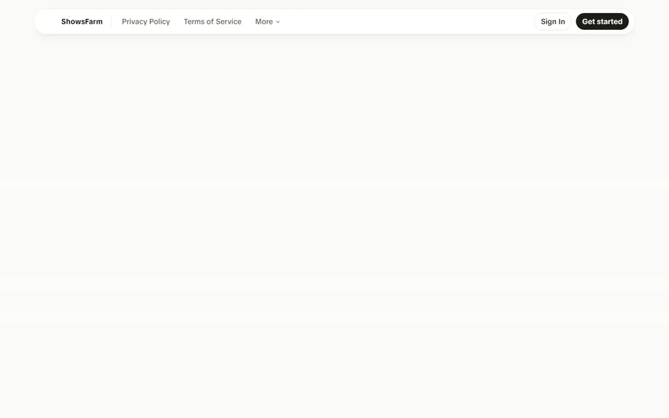 ShowsFarm homepage (screenshot)