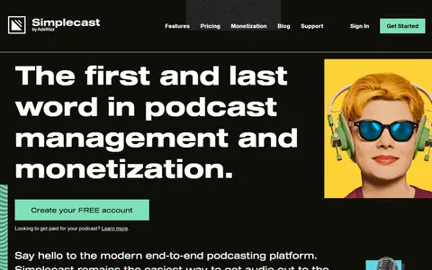 Simplecast homepage (screenshot)