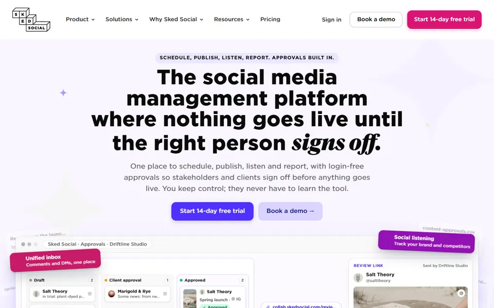 Sked Social homepage (screenshot)