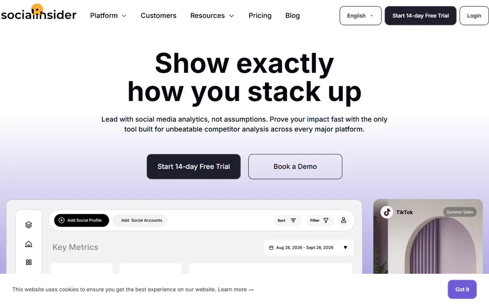 Socialinsider homepage (screenshot)