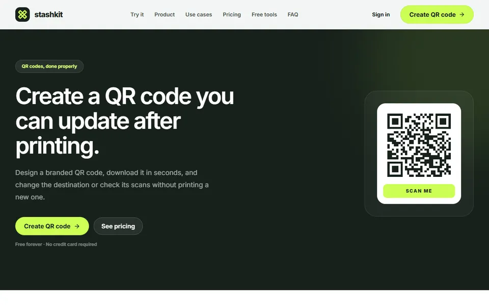StashKit homepage (screenshot)