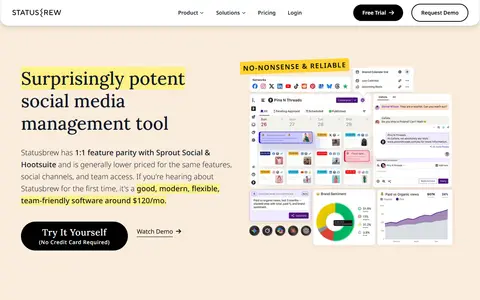 Statusbrew homepage (screenshot)