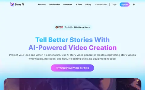 Steve AI homepage (screenshot)