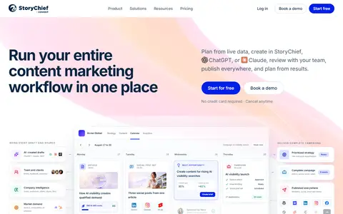 StoryChief homepage (screenshot)