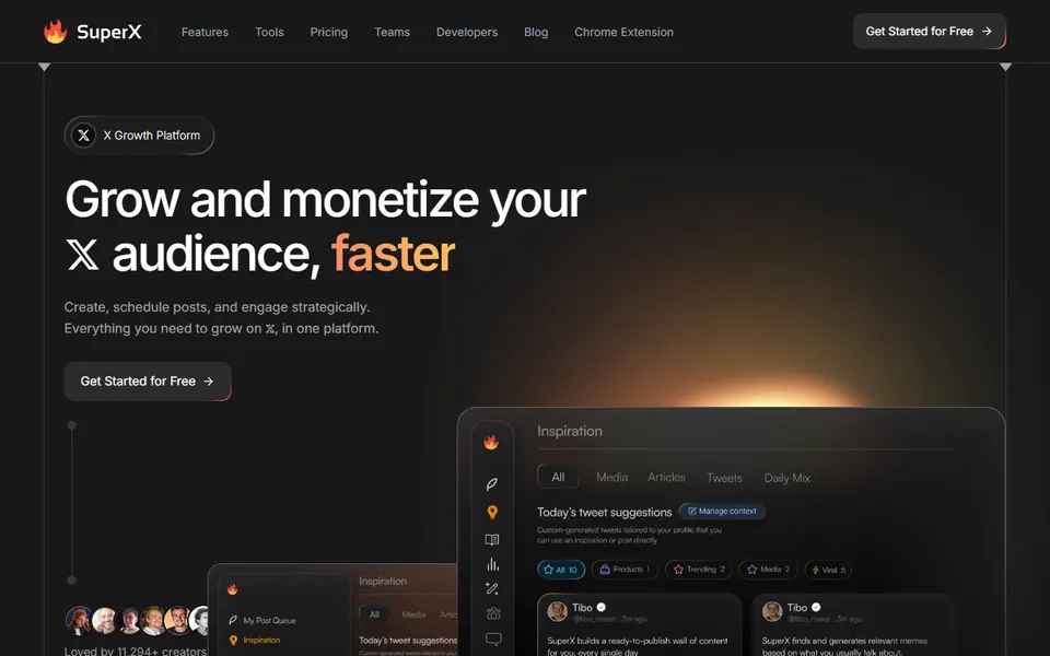 SuperX homepage (screenshot)