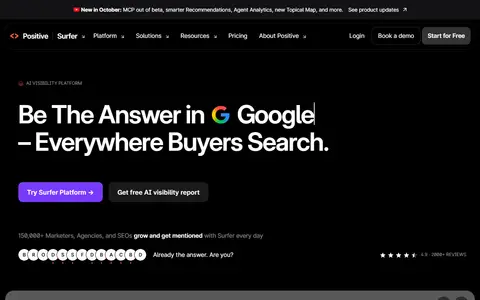 Surfer homepage (screenshot)