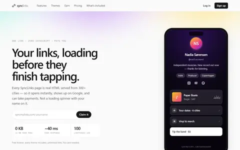 SyncMyLinks homepage (screenshot)
