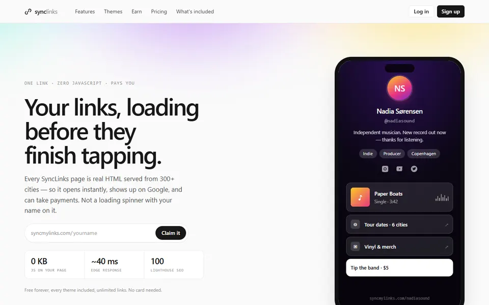 SyncMyLinks homepage (screenshot)