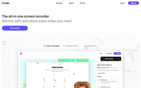 Tella homepage (screenshot)