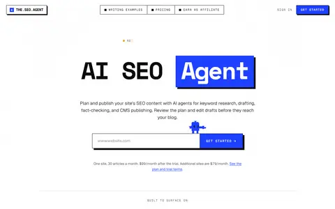 The SEO Agent homepage (screenshot)