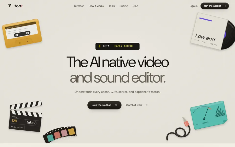 tonr homepage (screenshot)