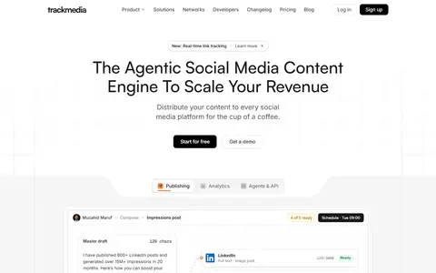 TrackMedia homepage (screenshot)