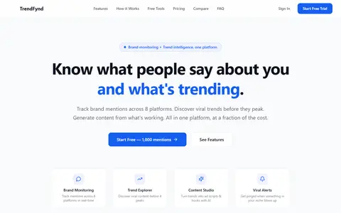 TrendFynd homepage (screenshot)